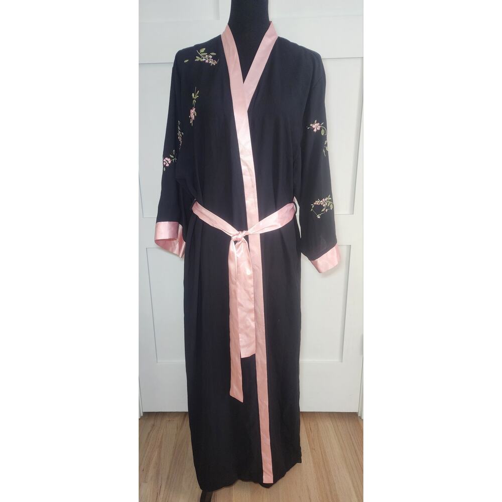 Vintage Oscar de la Renta Pink Label Embroidered Robe Womens Size XL
